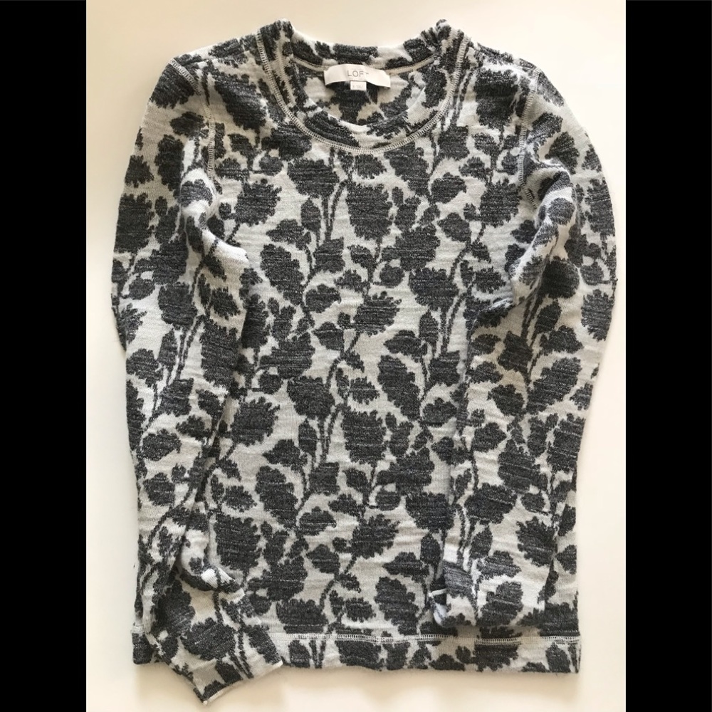 Loft leaves grey pattern sweater S